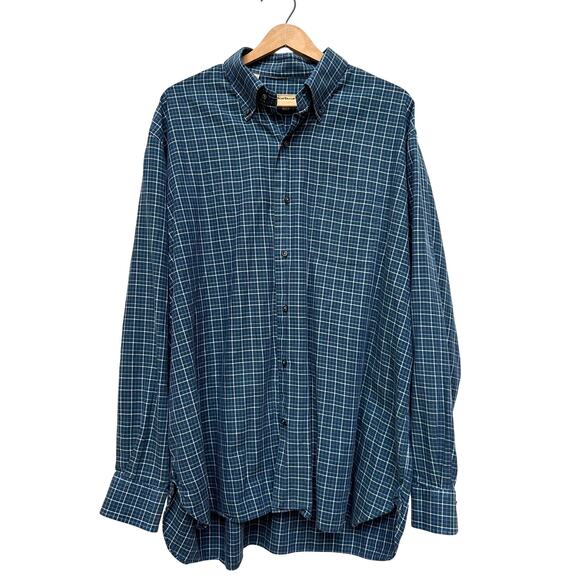 Paul Stuart XXL Blue Green Check Cotton Button-Down Shirt Poland - Picture 1 of 6